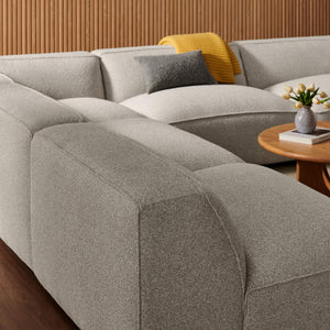 Modway Furniture Auren Bouclé Modular Sectional Five Piece Low Profile Lounge Sofa for Living Rooms Gray EEI-7725-FOG