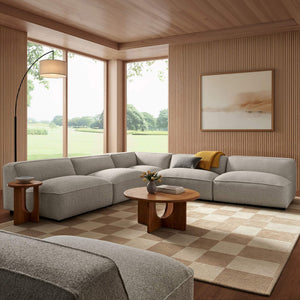Modway Furniture Auren Bouclé Modular Sectional Five Piece Low Profile Lounge Sofa for Living Rooms Gray EEI-7725-FOG