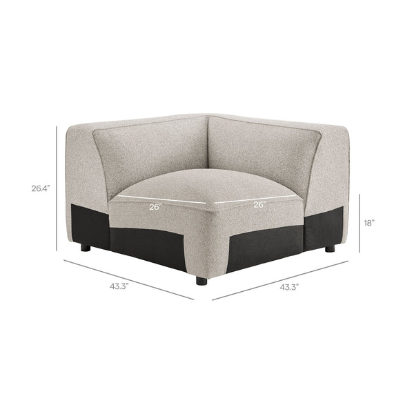 Modway Furniture Auren Bouclé Modular Sectional Five Piece Low Profile Lounge Sofa for Living Rooms Gray EEI-7725-FOG