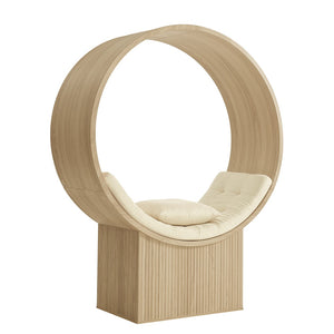 Modway Furniture Aperture Sculptural Pod Accent Chair with Tufted Cushion Fluted Base for Entryway Lounge Natural Ivory EEI-7727-NAT-IVO