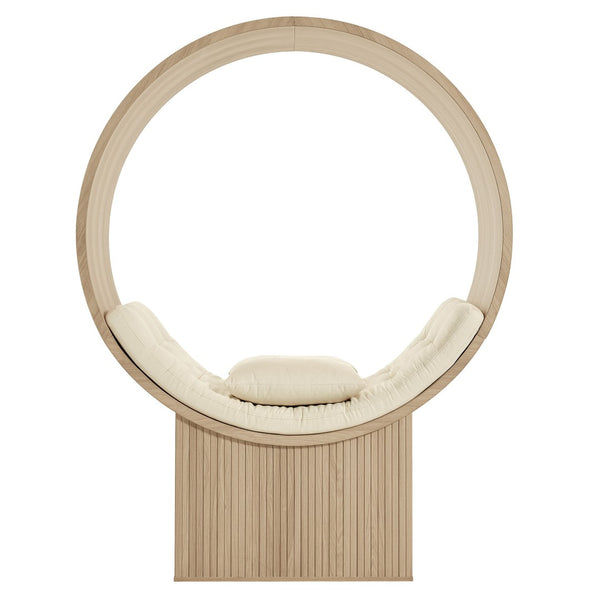 Modway Furniture Aperture Sculptural Pod Accent Chair with Tufted Cushion Fluted Base for Entryway Lounge Natural Ivory EEI-7727-NAT-IVO