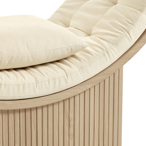 Modway Furniture Aperture Sculptural Pod Accent Chair with Tufted Cushion Fluted Base for Entryway Lounge Natural Ivory EEI-7727-NAT-IVO