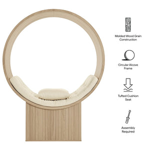 Modway Furniture Aperture Sculptural Pod Accent Chair with Tufted Cushion Fluted Base for Entryway Lounge Natural Ivory EEI-7727-NAT-IVO