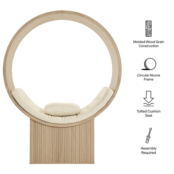 Modway Furniture Aperture Sculptural Pod Accent Chair with Tufted Cushion Fluted Base for Entryway Lounge Natural Ivory EEI-7727-NAT-IVO