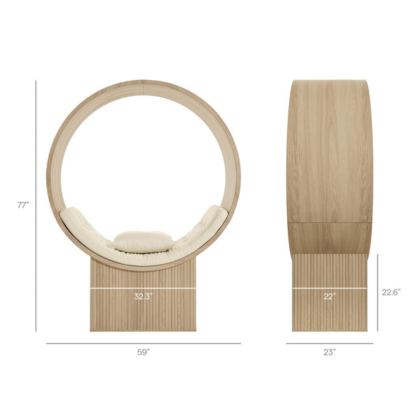 Modway Furniture Aperture Sculptural Pod Accent Chair with Tufted Cushion Fluted Base for Entryway Lounge Natural Ivory EEI-7727-NAT-IVO