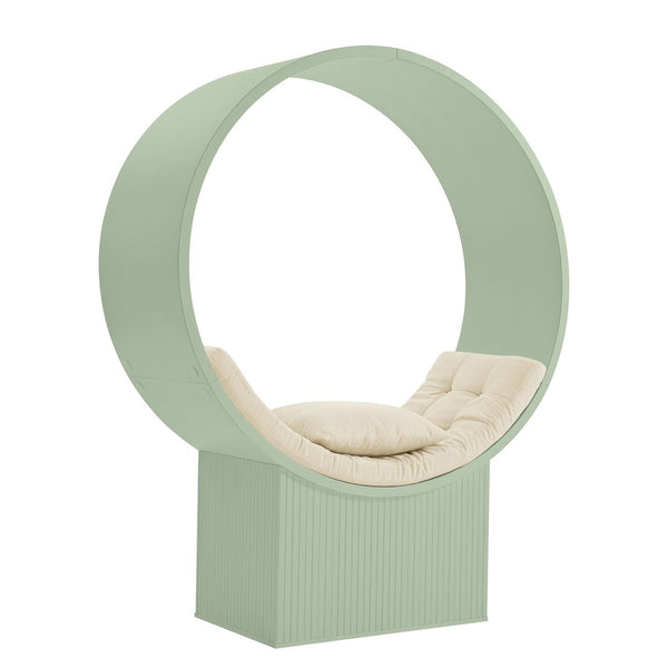 Modway Furniture Aperture Sculptural Pod Accent Chair with Tufted Cushion Fluted Base for Entryway Lounge Sage Ivory EEI-7727-SGE-IVO