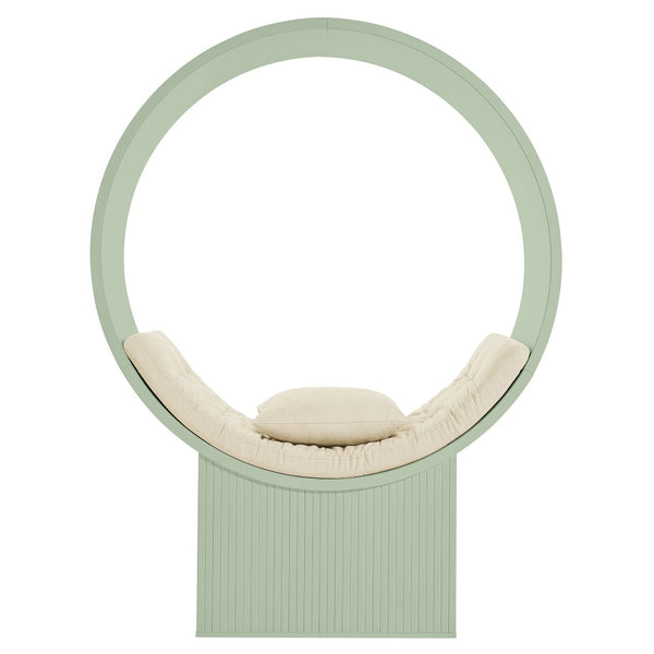 Modway Furniture Aperture Sculptural Pod Accent Chair with Tufted Cushion Fluted Base for Entryway Lounge Sage Ivory EEI-7727-SGE-IVO