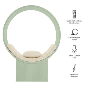 Modway Furniture Aperture Sculptural Pod Accent Chair with Tufted Cushion Fluted Base for Entryway Lounge Sage Ivory EEI-7727-SGE-IVO