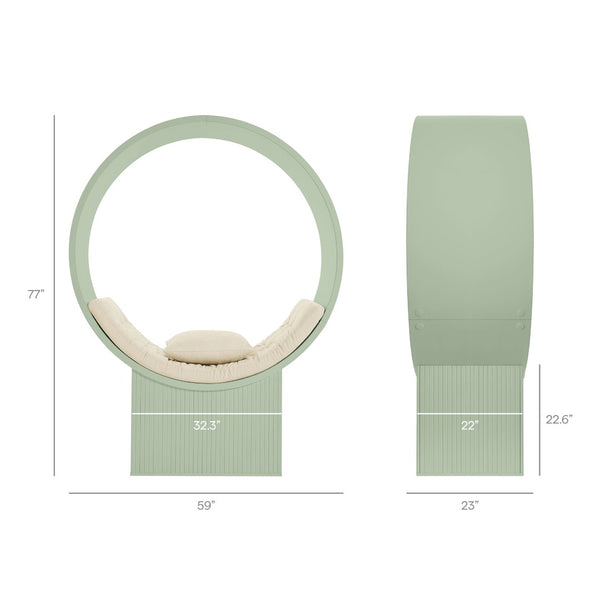 Modway Furniture Aperture Sculptural Pod Accent Chair with Tufted Cushion Fluted Base for Entryway Lounge Sage Ivory EEI-7727-SGE-IVO