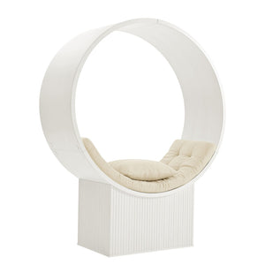 Modway Furniture Aperture Sculptural Pod Accent Chair with Tufted Cushion Fluted Base for Entryway Lounge White Ivory EEI-7727-WHI-IVO