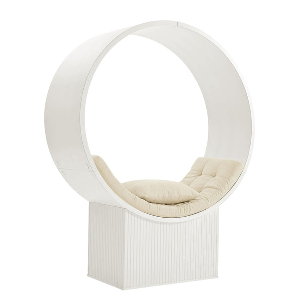 Modway Furniture Aperture Sculptural Pod Accent Chair with Tufted Cushion Fluted Base for Entryway Lounge White Ivory EEI-7727-WHI-IVO