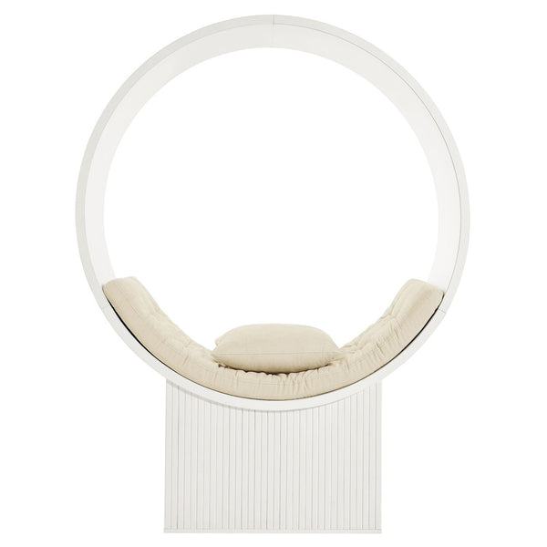 Modway Furniture Aperture Sculptural Pod Accent Chair with Tufted Cushion Fluted Base for Entryway Lounge White Ivory EEI-7727-WHI-IVO