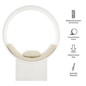 Modway Furniture Aperture Sculptural Pod Accent Chair with Tufted Cushion Fluted Base for Entryway Lounge White Ivory EEI-7727-WHI-IVO