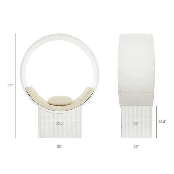 Modway Furniture Aperture Sculptural Pod Accent Chair with Tufted Cushion Fluted Base for Entryway Lounge White Ivory EEI-7727-WHI-IVO