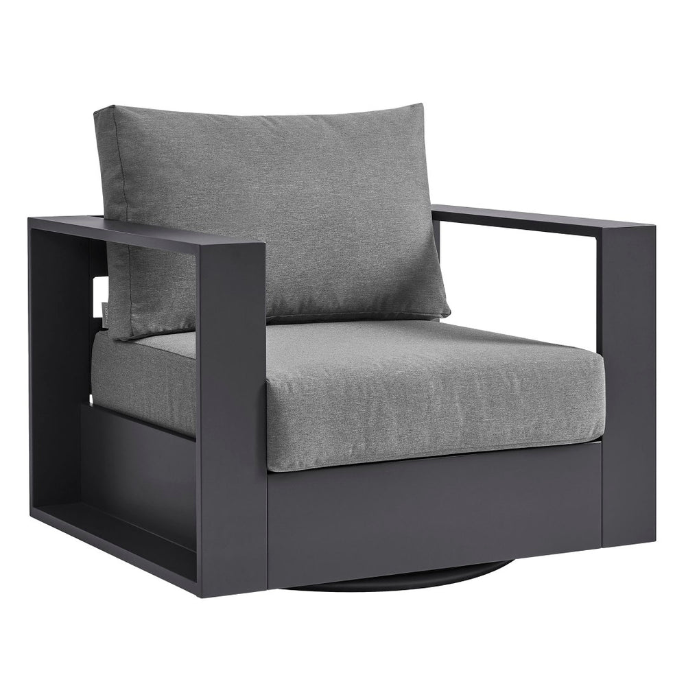 Modway Furniture Tahoe Outdoor Swivel Armchair Weather Resistant Aluminum Frame Deep Cushioned Patio Seat Gray Charcoal EEI-7728-GRY-CHA