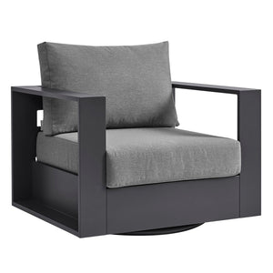Modway Furniture Tahoe Outdoor Swivel Armchair Weather Resistant Aluminum Frame Deep Cushioned Patio Seat Gray Charcoal EEI-7728-GRY-CHA