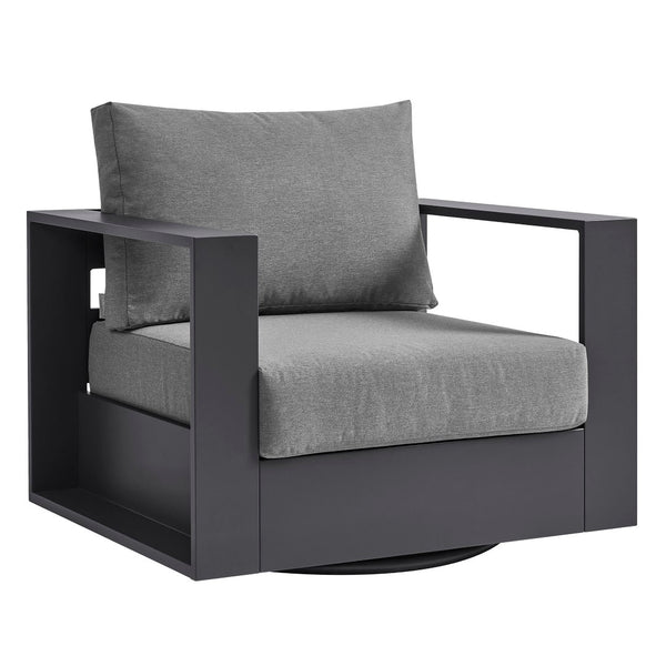Modway Furniture Tahoe Outdoor Swivel Armchair Weather Resistant Aluminum Frame Deep Cushioned Patio Seat Gray Charcoal EEI-7728-GRY-CHA