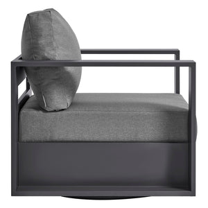Modway Furniture Tahoe Outdoor Swivel Armchair Weather Resistant Aluminum Frame Deep Cushioned Patio Seat Gray Charcoal EEI-7728-GRY-CHA