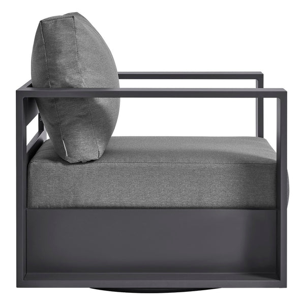 Modway Furniture Tahoe Outdoor Swivel Armchair Weather Resistant Aluminum Frame Deep Cushioned Patio Seat Gray Charcoal EEI-7728-GRY-CHA