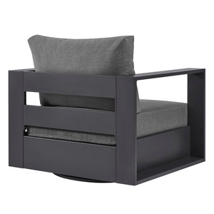 Modway Furniture Tahoe Outdoor Swivel Armchair Weather Resistant Aluminum Frame Deep Cushioned Patio Seat Gray Charcoal EEI-7728-GRY-CHA