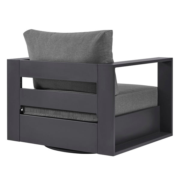 Modway Furniture Tahoe Outdoor Swivel Armchair Weather Resistant Aluminum Frame Deep Cushioned Patio Seat Gray Charcoal EEI-7728-GRY-CHA