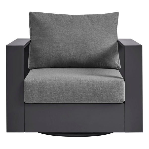 Modway Furniture Tahoe Outdoor Swivel Armchair Weather Resistant Aluminum Frame Deep Cushioned Patio Seat Gray Charcoal EEI-7728-GRY-CHA