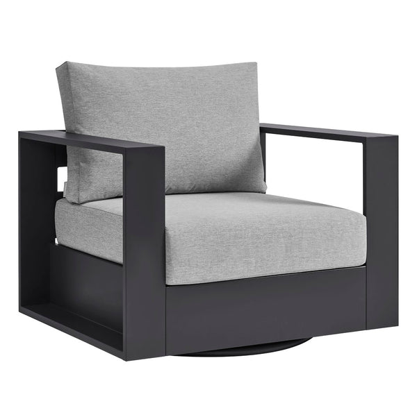 Modway Furniture Tahoe Outdoor Swivel Armchair Weather Resistant Aluminum Frame Deep Cushioned Patio Seat Gray Gray EEI-7728-GRY-GRY