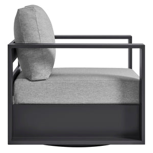 Modway Furniture Tahoe Outdoor Swivel Armchair Weather Resistant Aluminum Frame Deep Cushioned Patio Seat Gray Gray EEI-7728-GRY-GRY