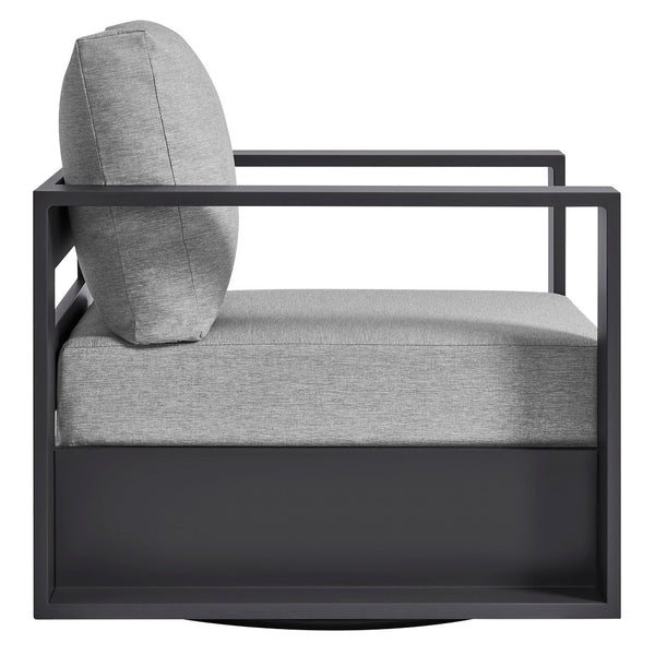 Modway Furniture Tahoe Outdoor Swivel Armchair Weather Resistant Aluminum Frame Deep Cushioned Patio Seat Gray Gray EEI-7728-GRY-GRY