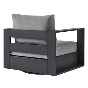 Modway Furniture Tahoe Outdoor Swivel Armchair Weather Resistant Aluminum Frame Deep Cushioned Patio Seat Gray Gray EEI-7728-GRY-GRY