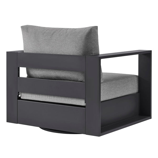 Modway Furniture Tahoe Outdoor Swivel Armchair Weather Resistant Aluminum Frame Deep Cushioned Patio Seat Gray Gray EEI-7728-GRY-GRY