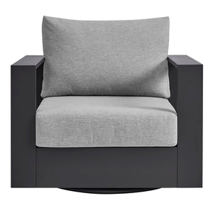 Modway Furniture Tahoe Outdoor Swivel Armchair Weather Resistant Aluminum Frame Deep Cushioned Patio Seat Gray Gray EEI-7728-GRY-GRY