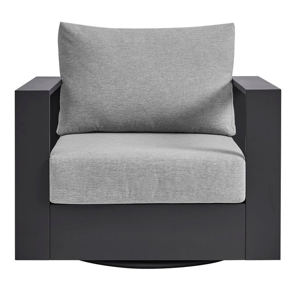 Modway Furniture Tahoe Outdoor Swivel Armchair Weather Resistant Aluminum Frame Deep Cushioned Patio Seat Gray Gray EEI-7728-GRY-GRY