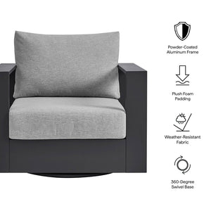 Modway Furniture Tahoe Outdoor Swivel Armchair Weather Resistant Aluminum Frame Deep Cushioned Patio Seat Gray Gray EEI-7728-GRY-GRY