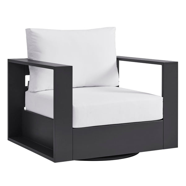 Modway Furniture Tahoe Outdoor Swivel Armchair Weather Resistant Aluminum Frame Deep Cushioned Patio Seat Gray White EEI-7728-GRY-WHI