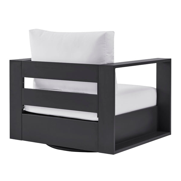 Modway Furniture Tahoe Outdoor Swivel Armchair Weather Resistant Aluminum Frame Deep Cushioned Patio Seat Gray White EEI-7728-GRY-WHI