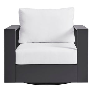 Modway Furniture Tahoe Outdoor Swivel Armchair Weather Resistant Aluminum Frame Deep Cushioned Patio Seat Gray White EEI-7728-GRY-WHI