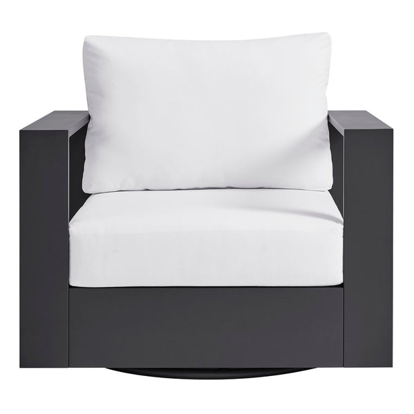 Modway Furniture Tahoe Outdoor Swivel Armchair Weather Resistant Aluminum Frame Deep Cushioned Patio Seat Gray White EEI-7728-GRY-WHI