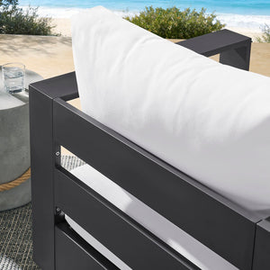 Modway Furniture Tahoe Outdoor Swivel Armchair Weather Resistant Aluminum Frame Deep Cushioned Patio Seat Gray White EEI-7728-GRY-WHI
