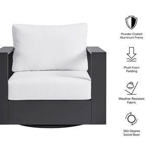 Modway Furniture Tahoe Outdoor Swivel Armchair Weather Resistant Aluminum Frame Deep Cushioned Patio Seat Gray White EEI-7728-GRY-WHI