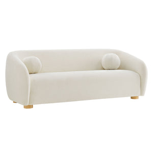 Modway Furniture Holland Curved Chenille Sofa with Plush Foam Support for Modern Living Rooms White EEI-7739-CRE