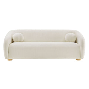 Modway Furniture Holland Curved Chenille Sofa with Plush Foam Support for Modern Living Rooms White EEI-7739-CRE