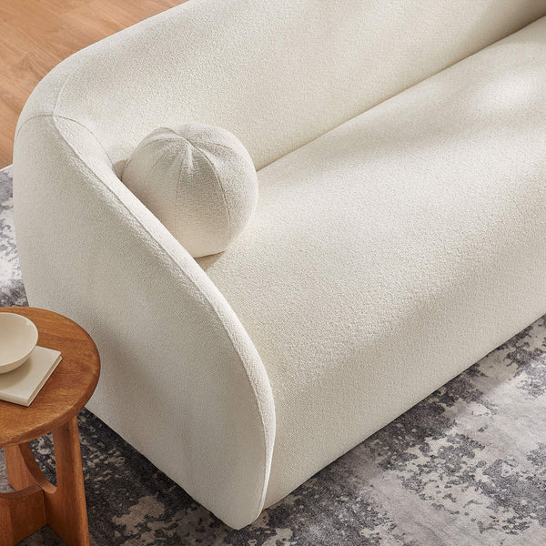 Modway Furniture Holland Curved Chenille Sofa with Plush Foam Support for Modern Living Rooms White EEI-7739-CRE