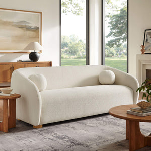 Modway Furniture Holland Curved Chenille Sofa with Plush Foam Support for Modern Living Rooms White EEI-7739-CRE