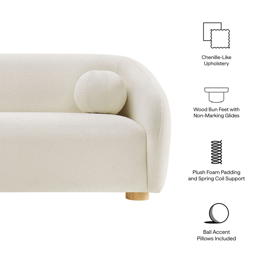 Modway Furniture Holland Curved Chenille Sofa with Plush Foam Support for Modern Living Rooms White EEI-7739-CRE