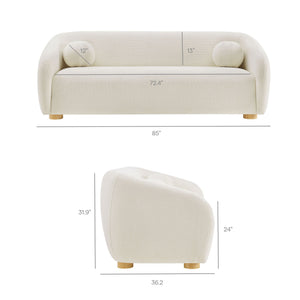 Modway Furniture Holland Curved Chenille Sofa with Plush Foam Support for Modern Living Rooms White EEI-7739-CRE