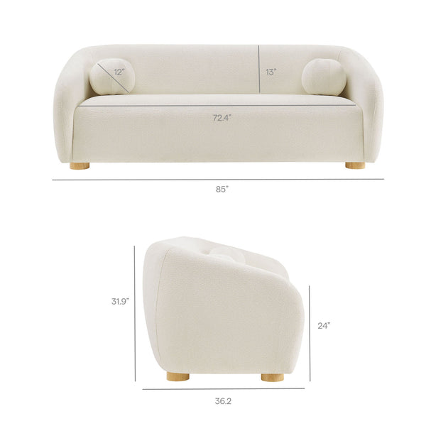 Modway Furniture Holland Curved Chenille Sofa with Plush Foam Support for Modern Living Rooms White EEI-7739-CRE
