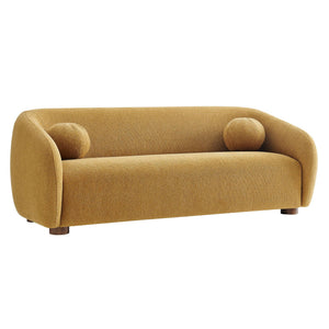 Modway Furniture Holland Curved Chenille Sofa with Plush Foam Support for Modern Living Rooms Yellow EEI-7739-MUS