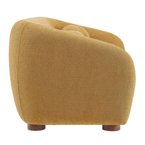 Modway Furniture Holland Curved Chenille Sofa with Plush Foam Support for Modern Living Rooms Yellow EEI-7739-MUS
