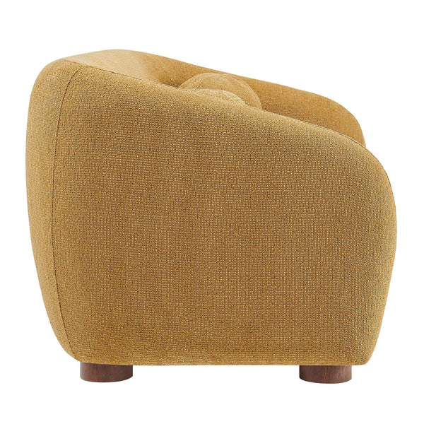 Modway Furniture Holland Curved Chenille Sofa with Plush Foam Support for Modern Living Rooms Yellow EEI-7739-MUS
